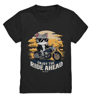 Enjoy the Ride Ahead - Katze auf Motorrad ins Abenteuer - Kids Premium Shirt Bright Lights Arts