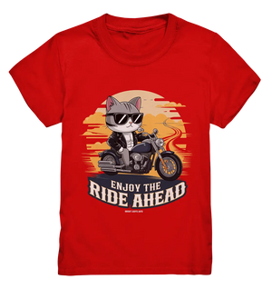 Enjoy the Ride Ahead - Katze auf Motorrad ins Abenteuer - Kids Premium Shirt Bright Lights Arts