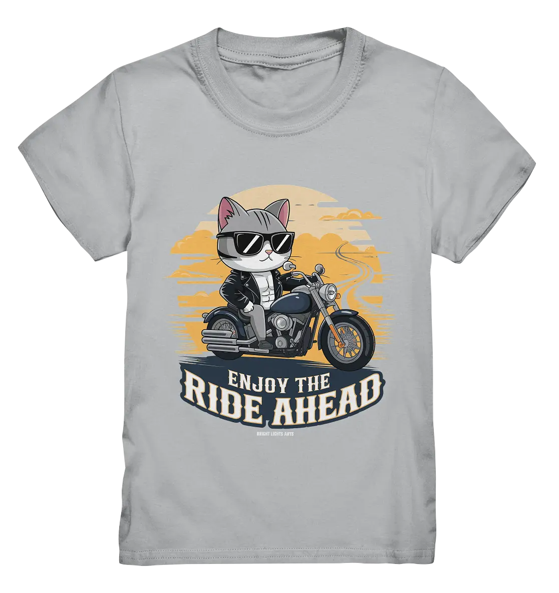 Enjoy the Ride Ahead - Katze auf Motorrad ins Abenteuer - Kids Premium Shirt Bright Lights Arts