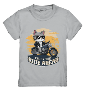 Enjoy the Ride Ahead - Katze auf Motorrad ins Abenteuer - Kids Premium Shirt Bright Lights Arts