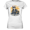 Enjoy the Ride Ahead - Katze auf Motorrad ins Abenteuer - Ladies Premium Shirt Bright Lights Arts