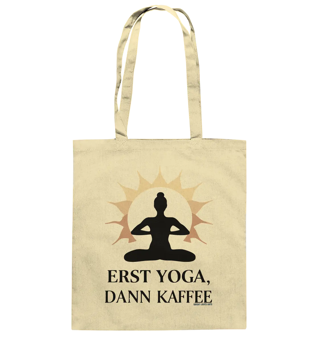 Erst Yoga, dann Kaffee - Baumwolltasche Bright Lights Arts
