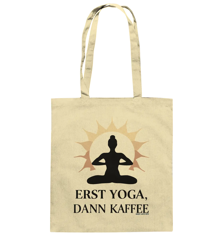 Erst Yoga, dann Kaffee - Baumwolltasche Bright Lights Arts