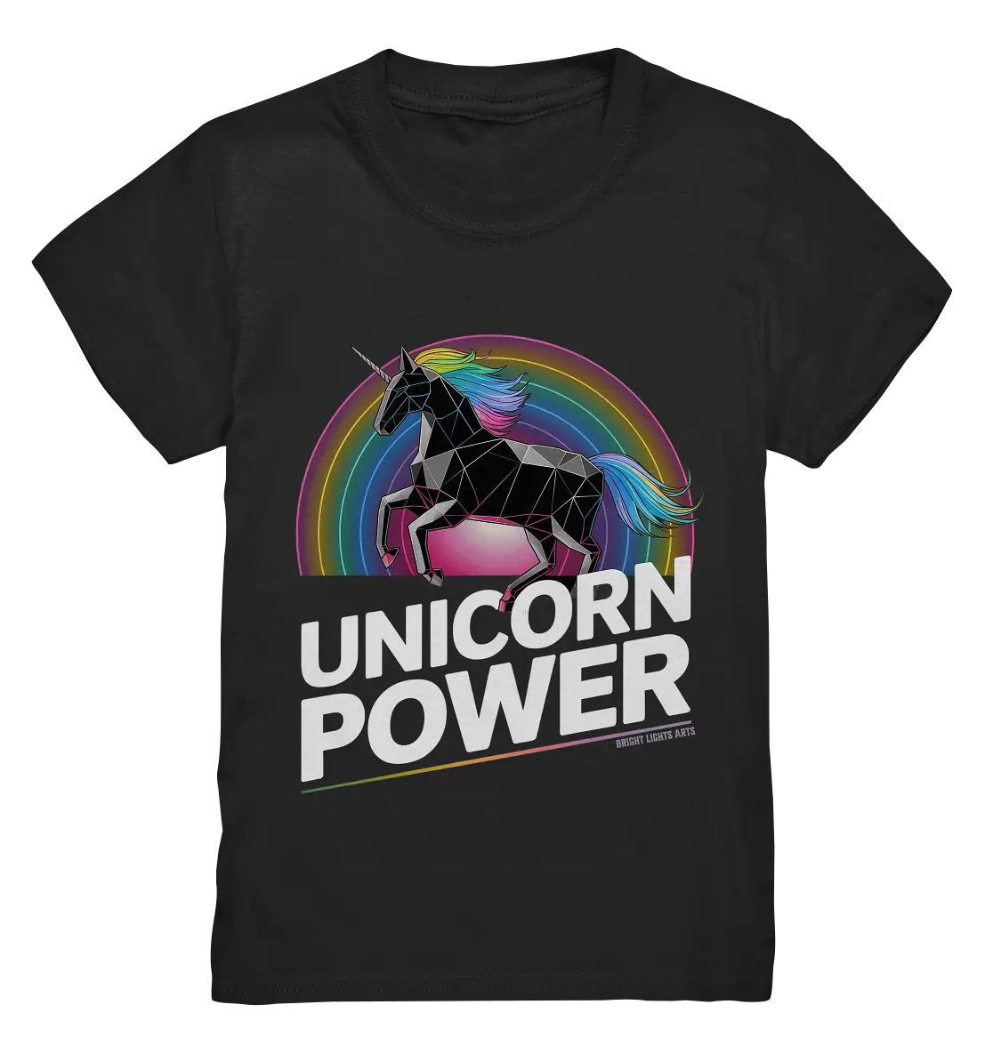 Fabelhaftes Einhorn mit Regenbogen Mähne Stilvolles geometrisches Design - Kids Premium Shirt Bright Lights Arts