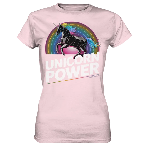 Fabelhaftes Einhorn mit Regenbogen Mähne Stilvolles geometrisches Design - Ladies Premium Shirt Bright Lights Arts