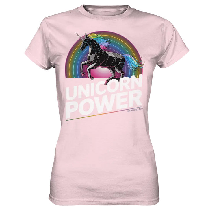 Fabelhaftes Einhorn mit Regenbogen Mähne Stilvolles geometrisches Design - Ladies Premium Shirt Bright Lights Arts