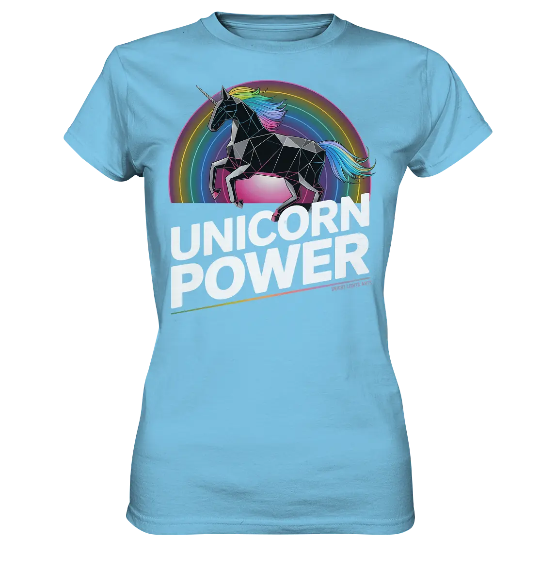 Fabelhaftes Einhorn mit Regenbogen Mähne Stilvolles geometrisches Design - Ladies Premium Shirt Bright Lights Arts