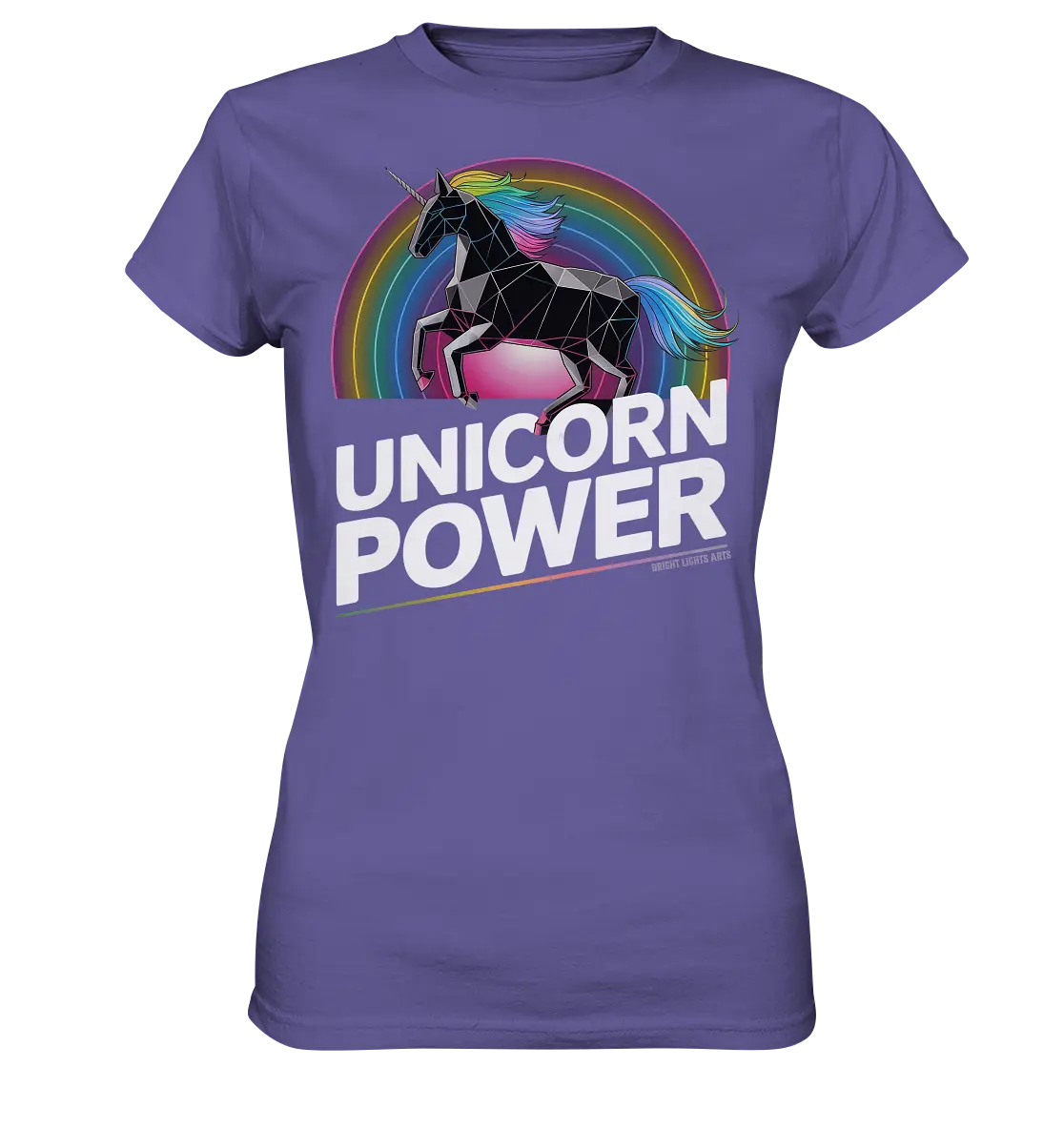 Fabelhaftes Einhorn mit Regenbogen Mähne Stilvolles geometrisches Design - Ladies Premium Shirt Bright Lights Arts