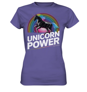 Fabelhaftes Einhorn mit Regenbogen Mähne Stilvolles geometrisches Design - Ladies Premium Shirt Bright Lights Arts