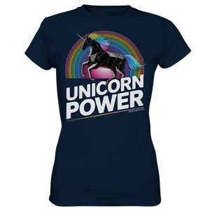 Fabelhaftes Einhorn mit Regenbogen Mähne Stilvolles geometrisches Design - Ladies Premium Shirt Bright Lights Arts