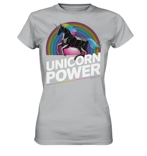 Fabelhaftes Einhorn mit Regenbogen Mähne Stilvolles geometrisches Design - Ladies Premium Shirt Bright Lights Arts