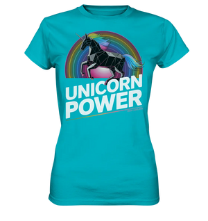 Fabelhaftes Einhorn mit Regenbogen Mähne Stilvolles geometrisches Design - Ladies Premium Shirt Bright Lights Arts