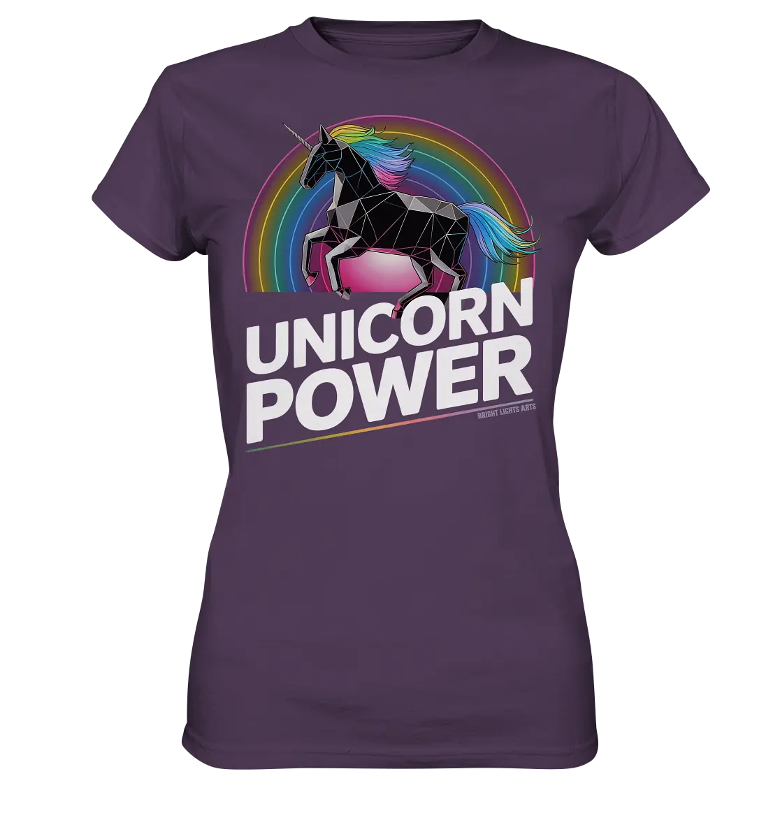 Fabelhaftes Einhorn mit Regenbogen Mähne Stilvolles geometrisches Design - Ladies Premium Shirt Bright Lights Arts