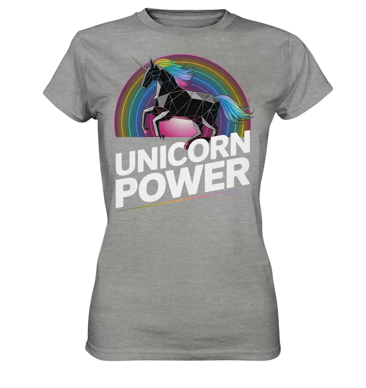 Fabelhaftes Einhorn mit Regenbogen Mähne Stilvolles geometrisches Design - Ladies Premium Shirt Bright Lights Arts