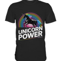 Fabelhaftes Einhorn mit Regenbogen Mähne Stilvolles geometrisches Design - Premium Shirt Bright Lights Arts
