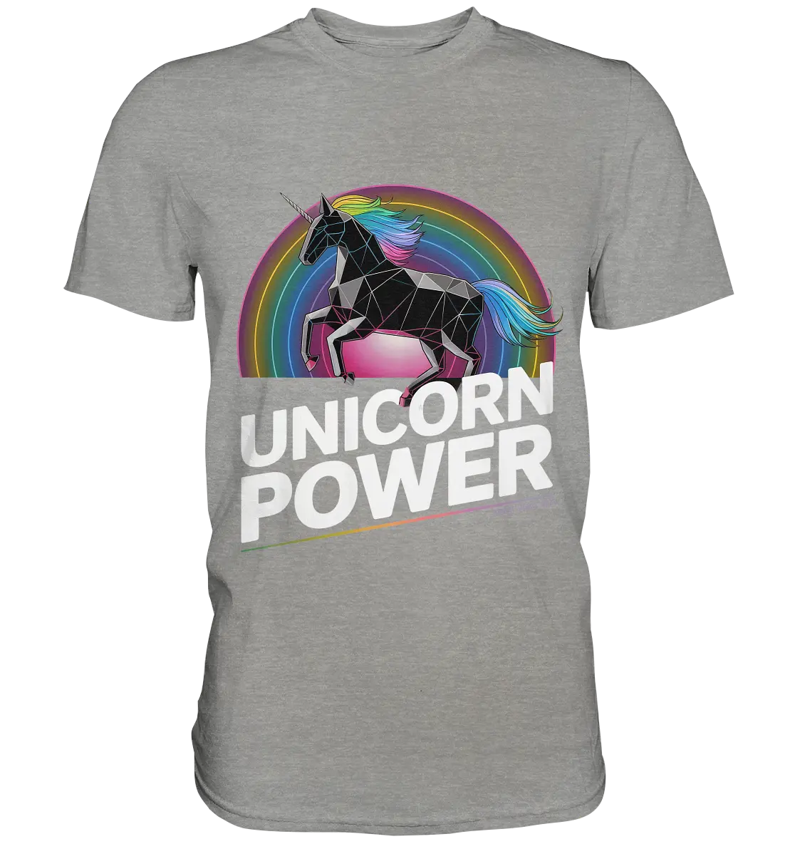 Fabelhaftes Einhorn mit Regenbogen Mähne Stilvolles geometrisches Design - Premium Shirt Bright Lights Arts