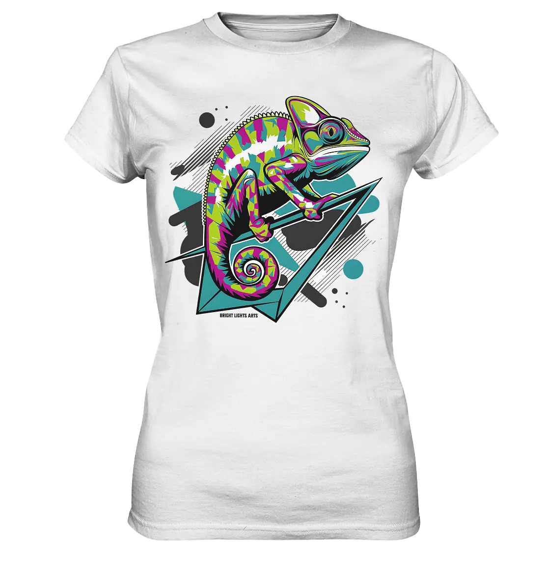 Farbenfrohes Chamäleon – Lebendige Tierillustration - Ladies Premium Shirt Bright Lights Arts