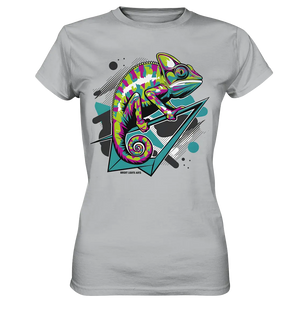 Farbenfrohes Chamäleon – Lebendige Tierillustration - Ladies Premium Shirt Bright Lights Arts