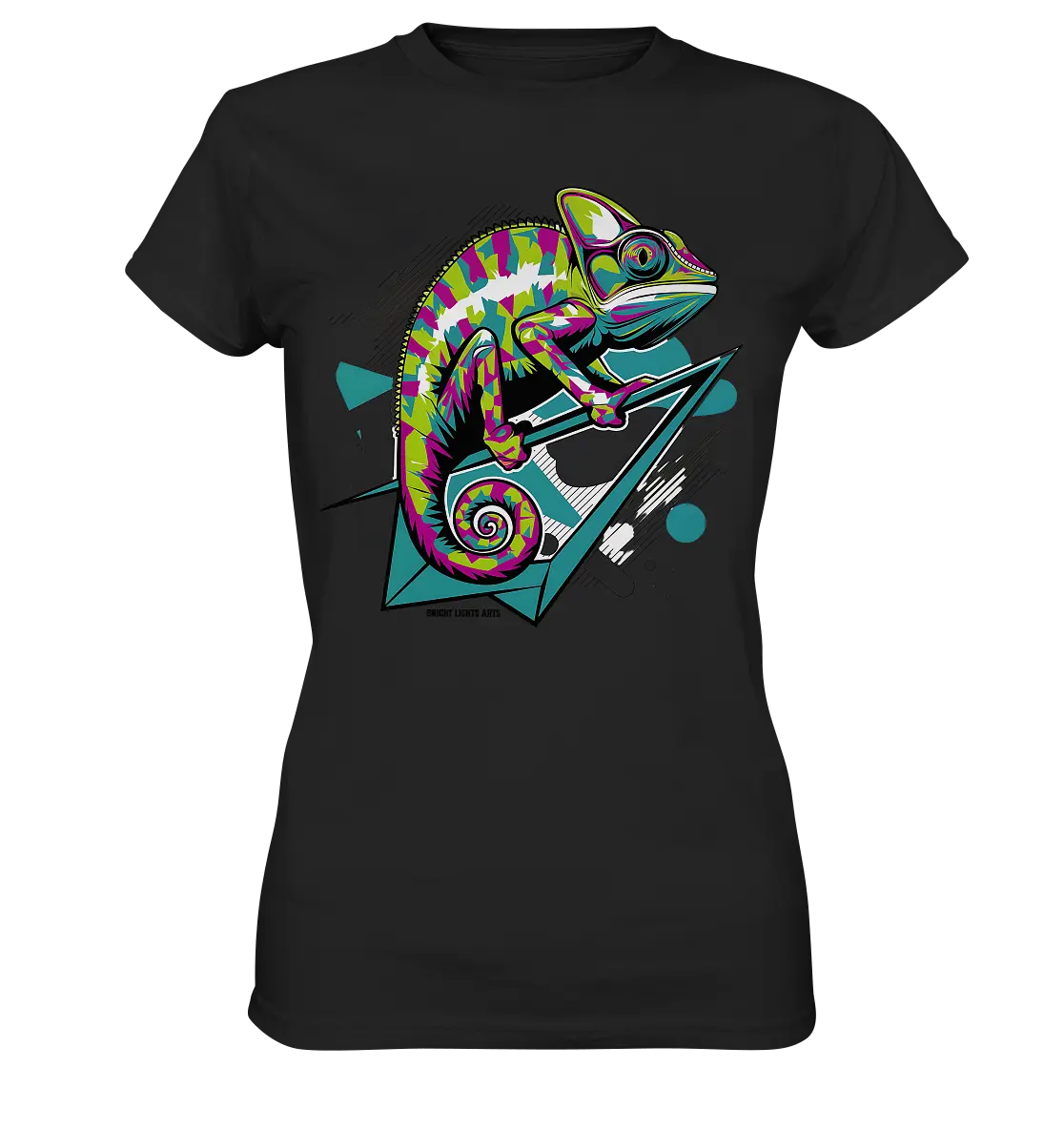 Farbenfrohes Chamäleon – Lebendige Tierillustration - Ladies Premium Shirt Bright Lights Arts
