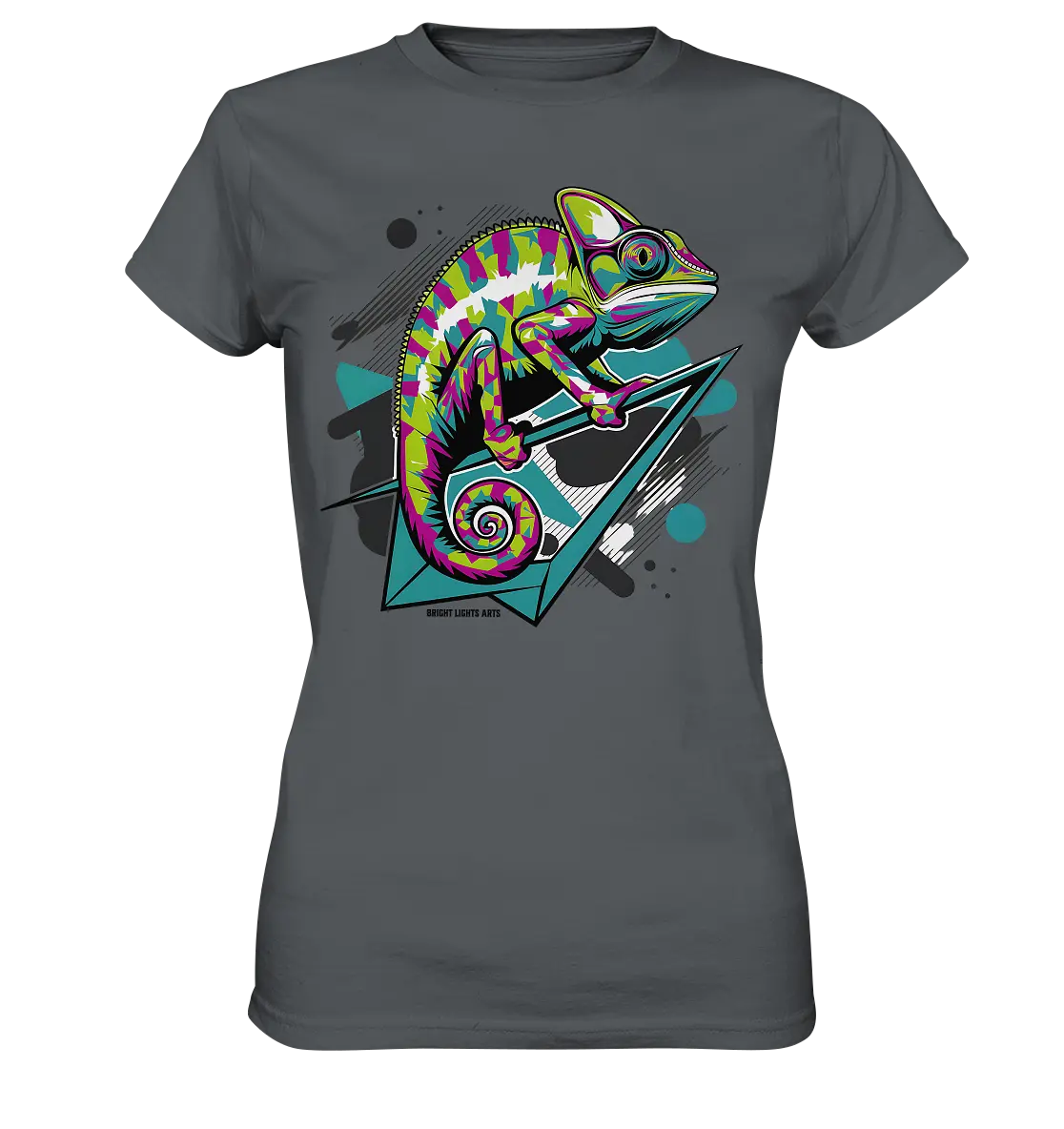 Farbenfrohes Chamäleon – Lebendige Tierillustration - Ladies Premium Shirt Bright Lights Arts