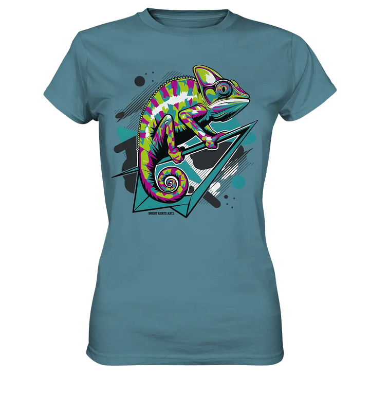Farbenfrohes Chamäleon – Lebendige Tierillustration - Ladies Premium Shirt Bright Lights Arts
