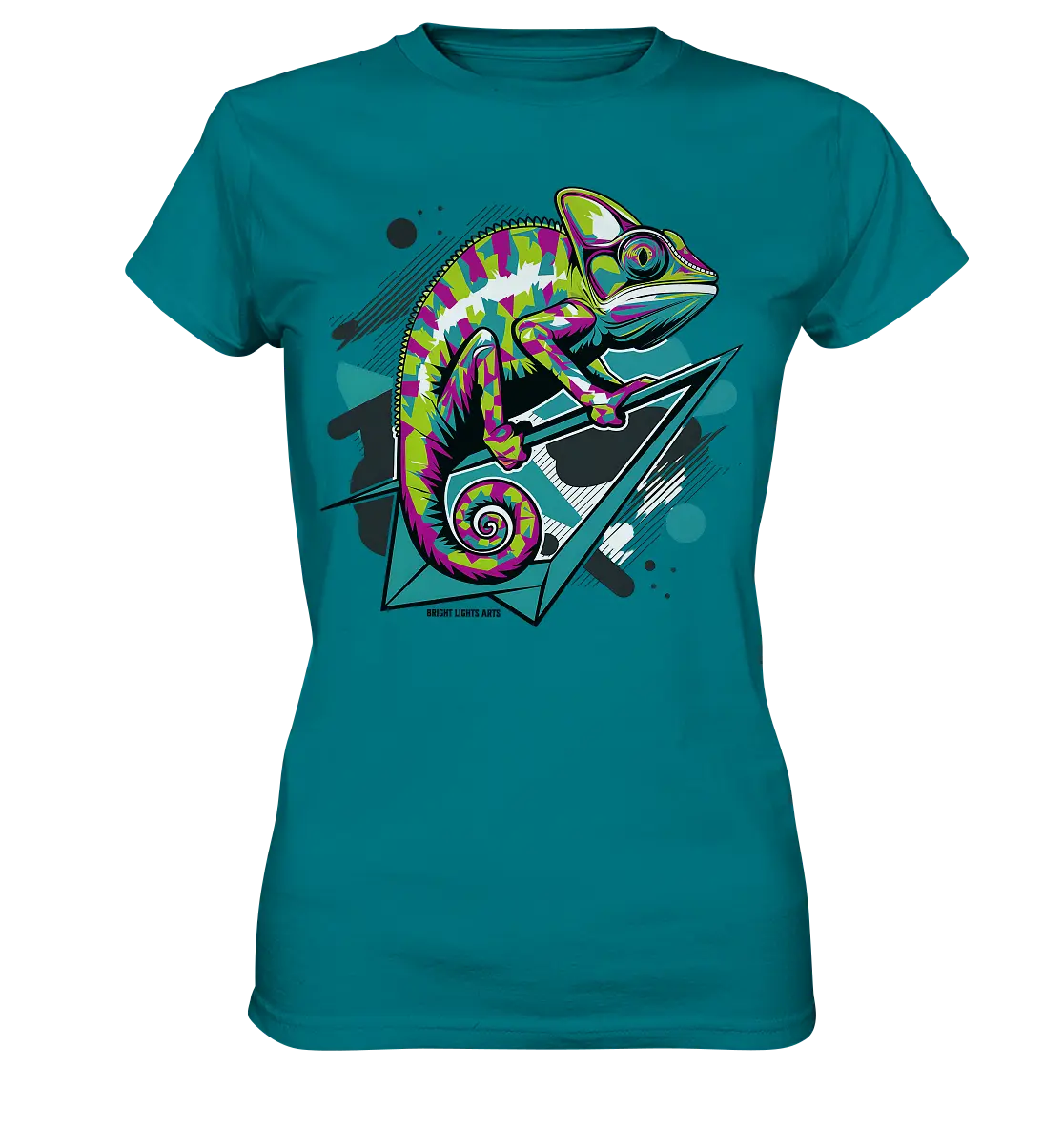 Farbenfrohes Chamäleon – Lebendige Tierillustration - Ladies Premium Shirt Bright Lights Arts