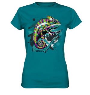 Farbenfrohes Chamäleon – Lebendige Tierillustration - Ladies Premium Shirt Bright Lights Arts