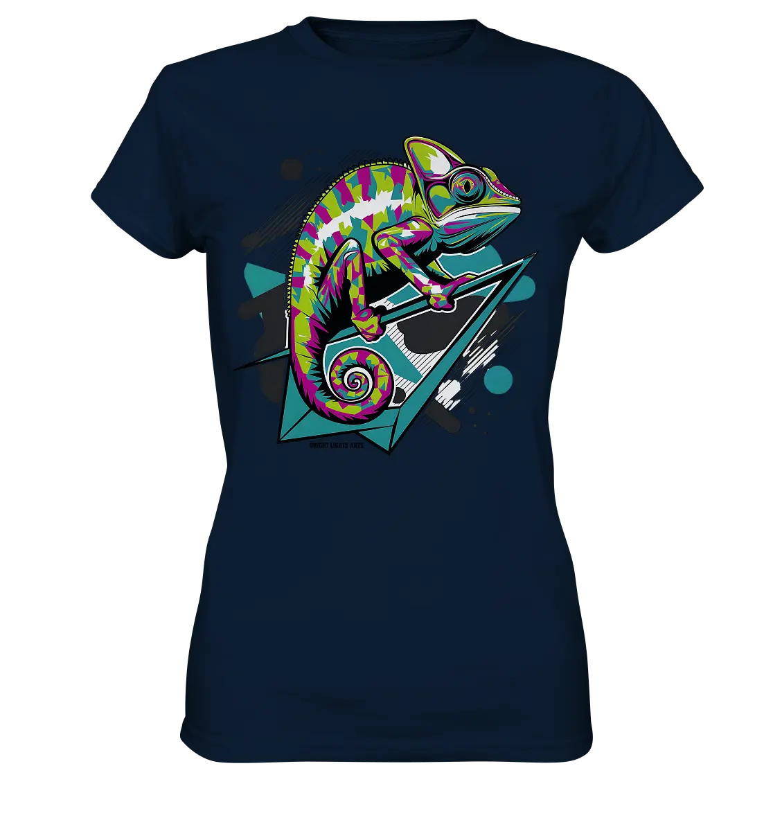 Farbenfrohes Chamäleon – Lebendige Tierillustration - Ladies Premium Shirt Bright Lights Arts