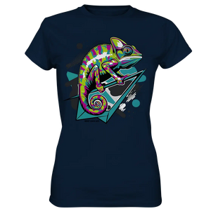 Farbenfrohes Chamäleon – Lebendige Tierillustration - Ladies Premium Shirt Bright Lights Arts