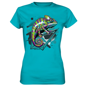 Farbenfrohes Chamäleon – Lebendige Tierillustration - Ladies Premium Shirt Bright Lights Arts