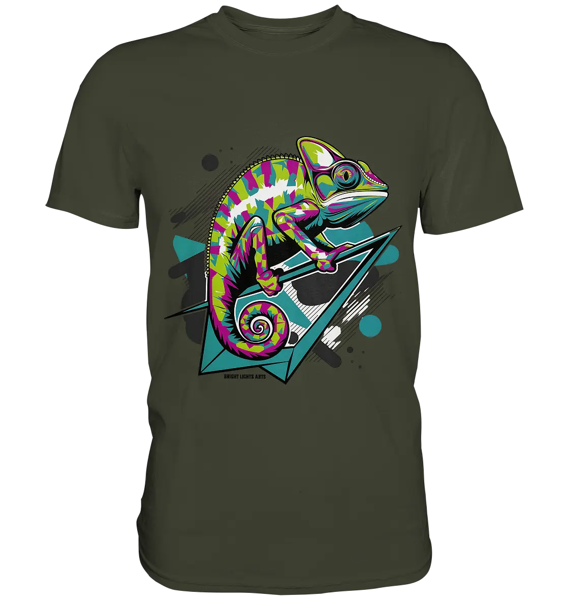 Farbenfrohes Chamäleon – Lebendige Tierillustration - Premium Shirt Bright Lights Arts