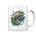 Farbenfrohes Chamäleon – Lebendige Tierillustration - Tasse glossy Bright Lights Arts