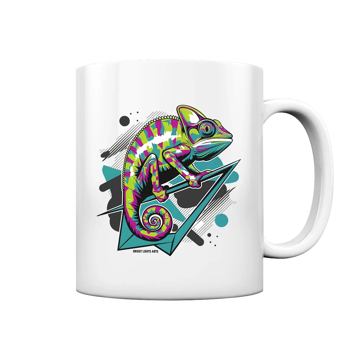 Farbenfrohes Chamäleon – Lebendige Tierillustration - Tasse glossy Bright Lights Arts