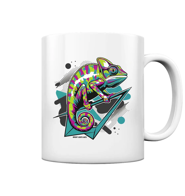 Farbenfrohes Chamäleon – Lebendige Tierillustration - Tasse glossy Bright Lights Arts