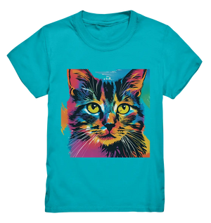 Farbenprächtiger Katzenkopf – Tiger's Blick - Kids Premium Shirt Bright Lights Arts