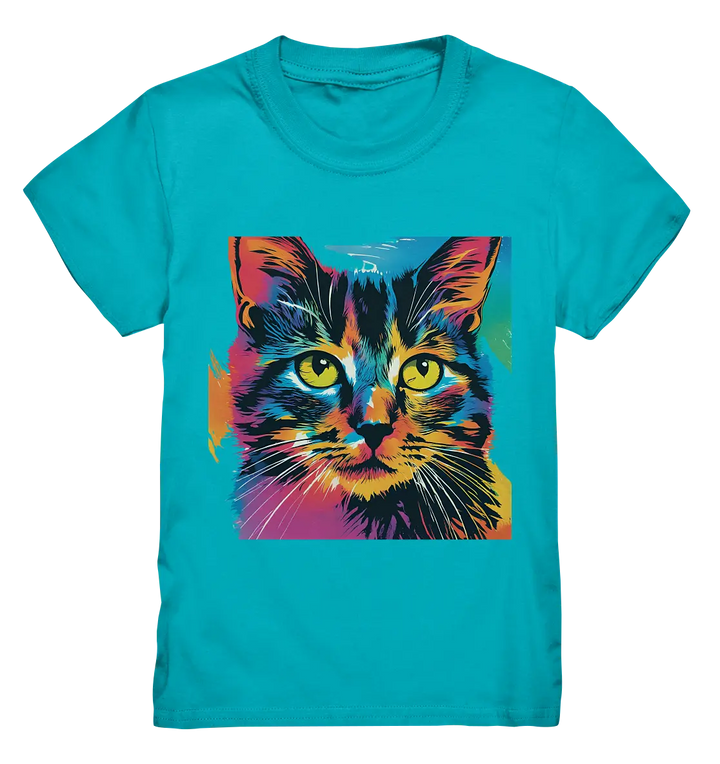 Farbenprächtiger Katzenkopf – Tiger's Blick - Kids Premium Shirt Bright Lights Arts