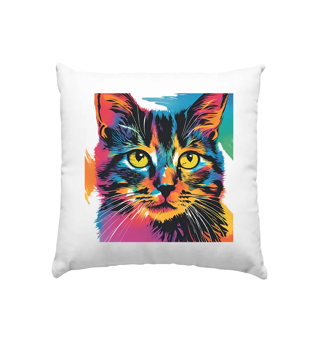 Farbenprächtiger Katzenkopf – Tiger's Blick - Kissen 40x40cm Bright Lights Arts