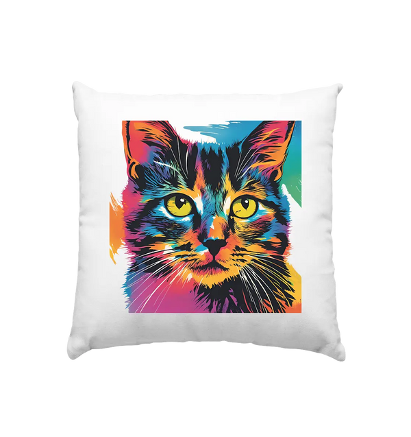 Farbenprächtiger Katzenkopf – Tiger's Blick - Kissen 40x40cm Bright Lights Arts