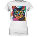 Farbenprächtiger Katzenkopf – Tiger's Blick - Ladies Premium Shirt Bright Lights Arts