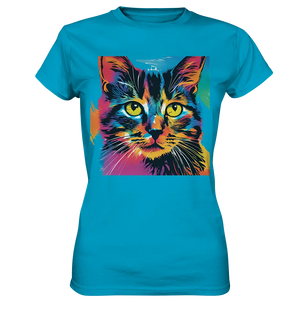 Farbenprächtiger Katzenkopf – Tiger's Blick - Ladies Premium Shirt Bright Lights Arts