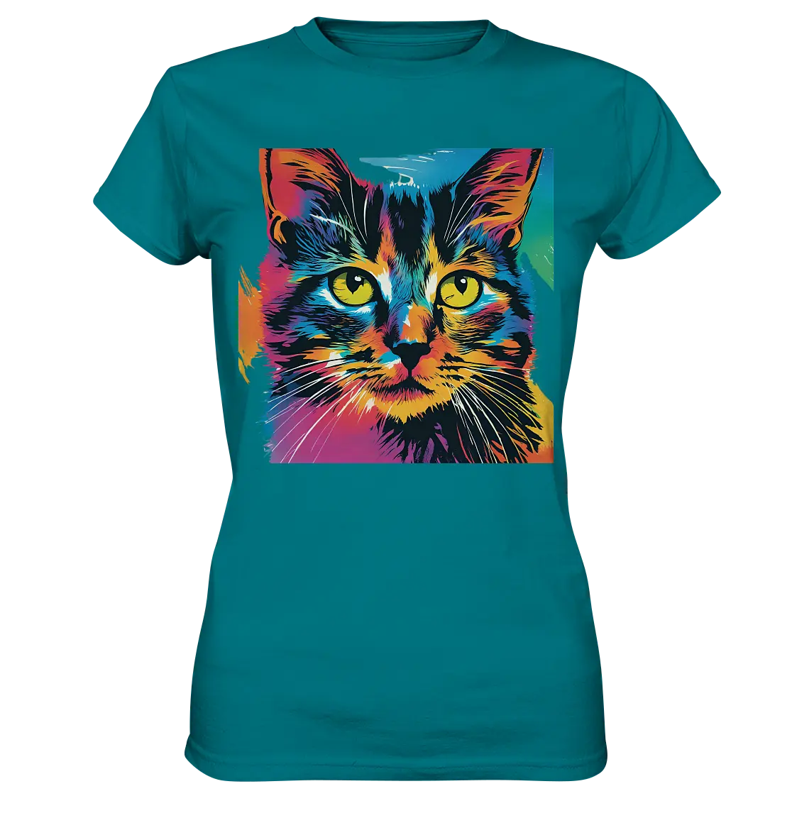 Farbenprächtiger Katzenkopf – Tiger's Blick - Ladies Premium Shirt Bright Lights Arts