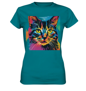 Farbenprächtiger Katzenkopf – Tiger's Blick - Ladies Premium Shirt Bright Lights Arts