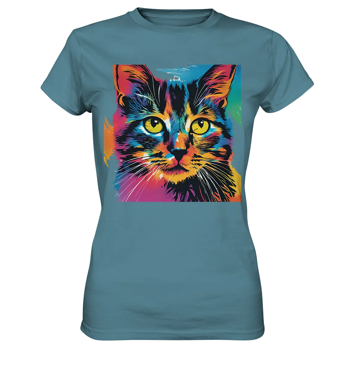Farbenprächtiger Katzenkopf – Tiger's Blick - Ladies Premium Shirt Bright Lights Arts