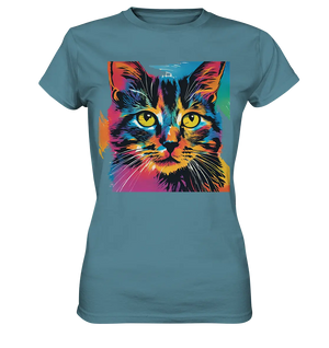 Farbenprächtiger Katzenkopf – Tiger's Blick - Ladies Premium Shirt Bright Lights Arts
