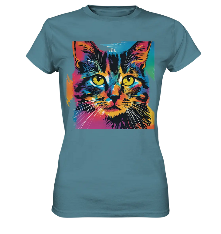 Farbenprächtiger Katzenkopf – Tiger's Blick - Ladies Premium Shirt Bright Lights Arts