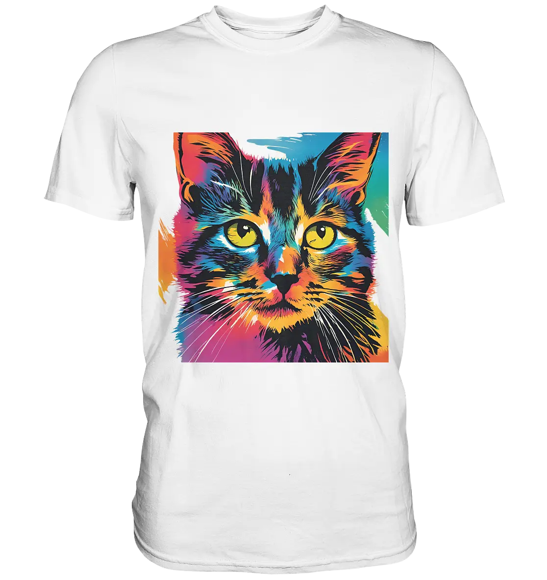 Farbenprächtiger Katzenkopf – Tiger's Blick - Premium Shirt Bright Lights Arts