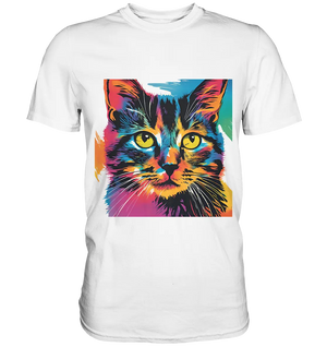 Farbenprächtiger Katzenkopf – Tiger's Blick - Premium Shirt Bright Lights Arts