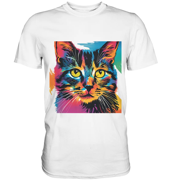 Farbenprächtiger Katzenkopf – Tiger's Blick - Premium Shirt Bright Lights Arts