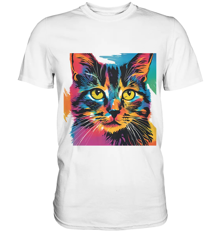 Farbenprächtiger Katzenkopf – Tiger's Blick - Premium Shirt Bright Lights Arts