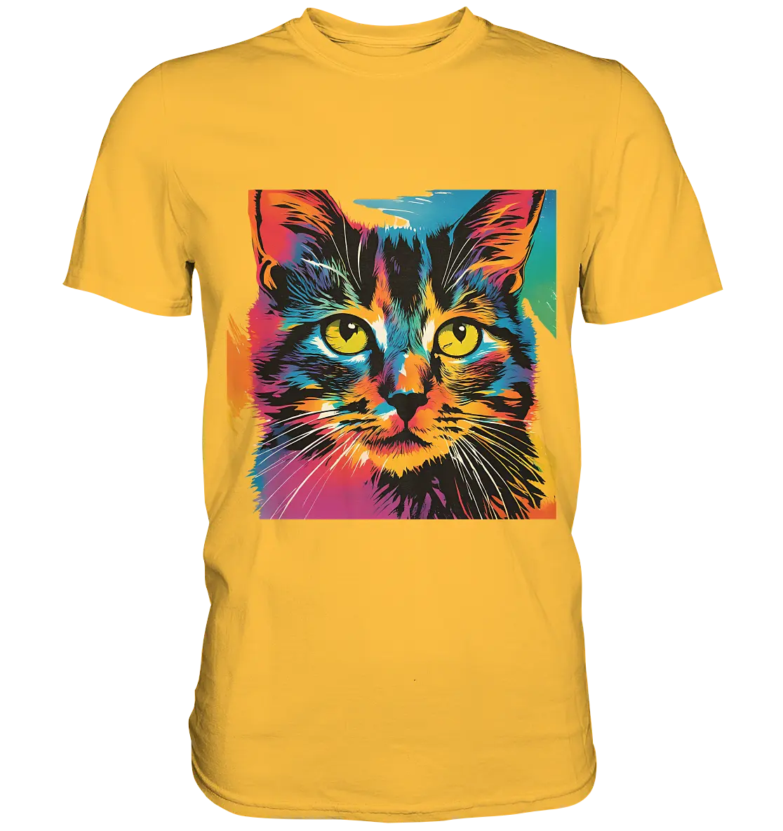 Farbenprächtiger Katzenkopf – Tiger's Blick - Premium Shirt Bright Lights Arts